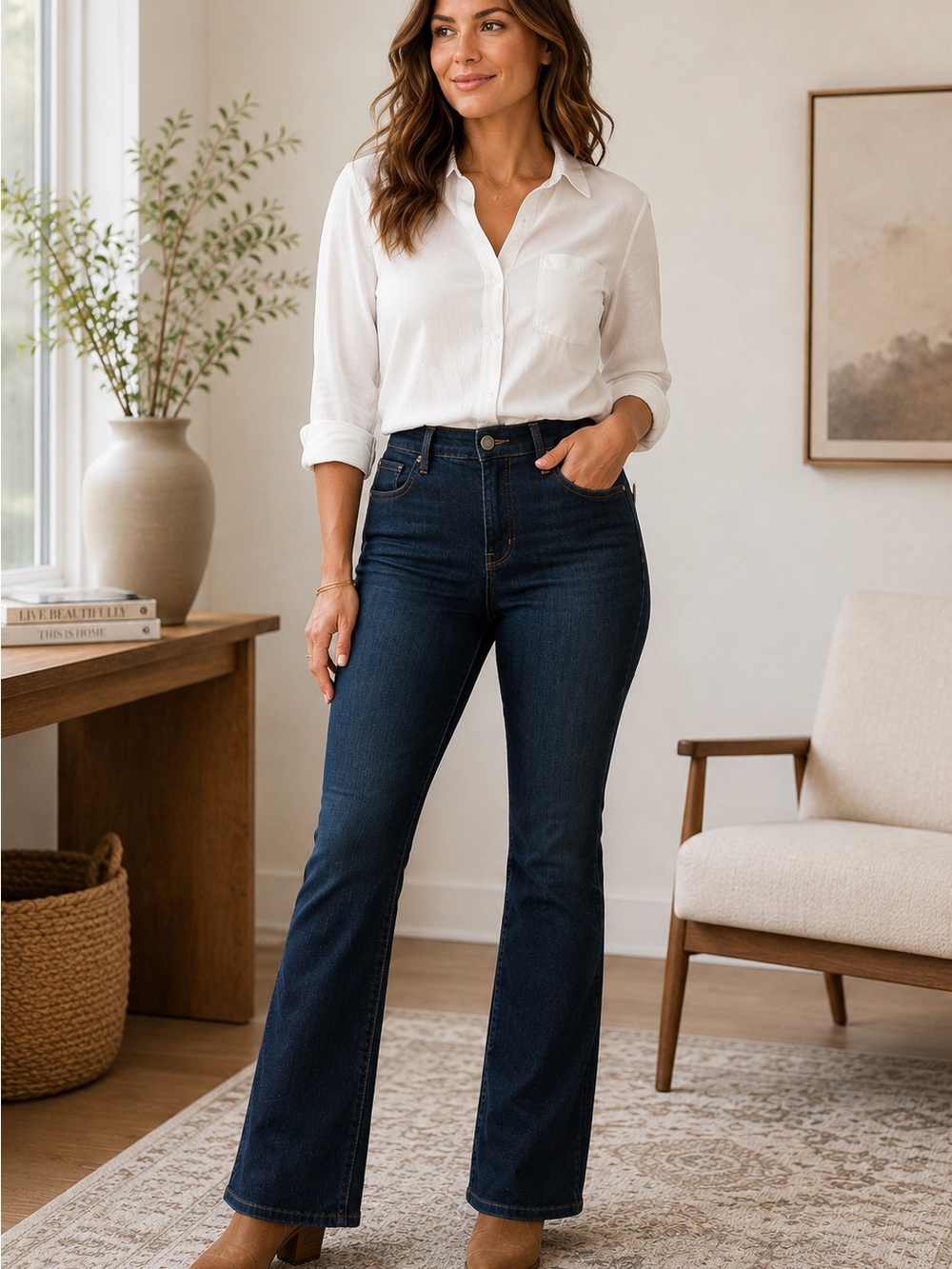 Democracy Ab Solution Bootcut Jeans 16W Dark Wash Stretch Style WBB1221EA
